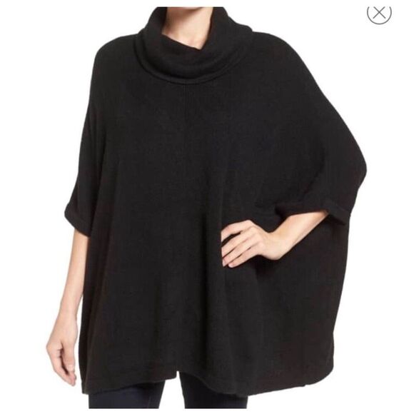 Nordstrom Caslon Cowl Neck Sweater Poncho‎ Oversized Slouchy Size XS/S Lagenlook - Picture 1 of 12